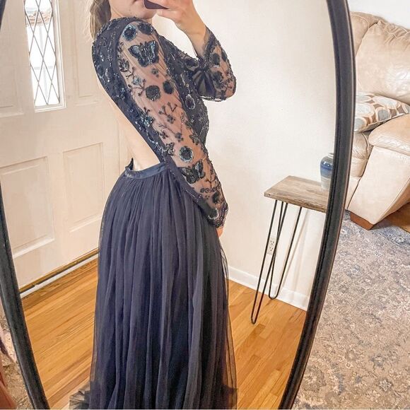Needle & Thread Embellished Butterfly Gown in Midnight Blue - Picture 4 of 14
